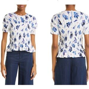 NWT Baum‎ und Pterdgarten Mynowa Floral Print Smocked Organic Cotton Top